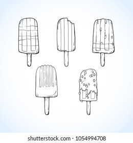 Set of hand drawn ice cream. Vector illustration
