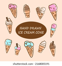 Conjunto de helados dibujados a mano