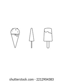 Conjunto de helados y bares dibujados a mano aislados de fondo blanco. Perfecto para colorear libros, textiles, ícono, web, pintura, libros, estampado de camisetas.  