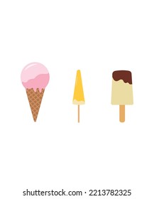 Set of hand drawn ice cream cones and bars isolated on white background. Perfect for coloring book, textiles, icon, web, painting, books, t-shirt print.
