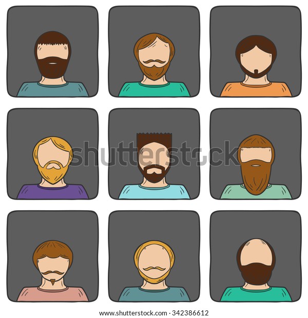 Set Hand Drawn Icons Cartoon Men Stock Vector (Royalty Free) 342386612 ...