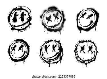 A set of hand drawn icons in a graffiti style illustration with brush strokes and a gritty appearance