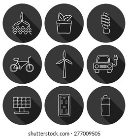Set of hand drawn icons on renewable energy theme for your design