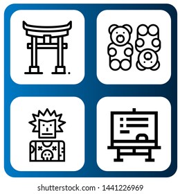 Set of hand drawn icons such as Torii, Gummy bear, Punk, Chalkboard , hand drawn