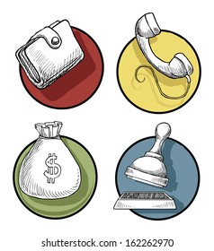 Set of hand drawn icons, vector illustration