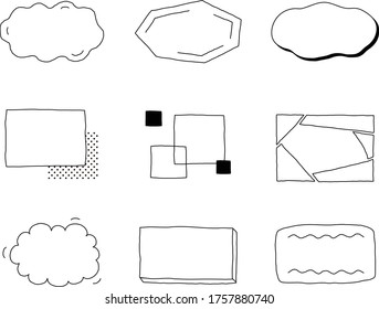 Set of hand drawn illustration of frame and decoration.