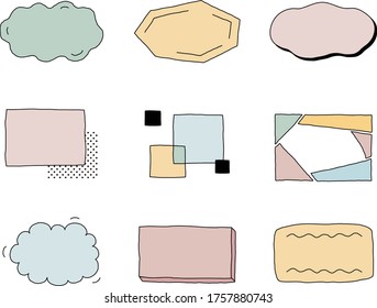 Set of hand drawn illustration of frame and decoration.