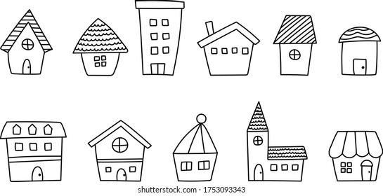 conjunto de ilustraciones de la ciudad dibujadas a mano.