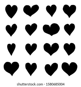 Set of hand drawn illustrations of hearts. Design element for logo, label, sign, badge. Vector illustration