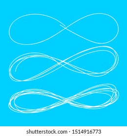 Set of hand drawn infinity sign isolated. Vector illustration emblem endless.