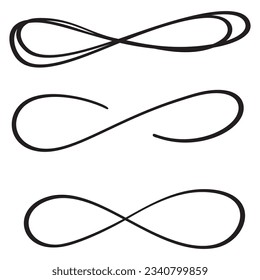 Set of hand drawn infinity sign isolated. Vector illustration emblem endless hand drawn with marker.