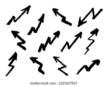 Set of hand drawn ink arrow illustration. Business doodle clipart. Single element for design