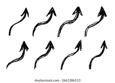 Set of hand drawn ink arrow illustration in sketch style. Business doodle clipart. Single element for design