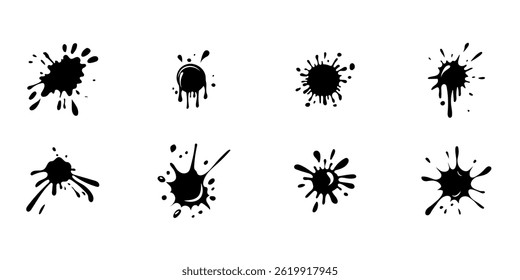 Conjunto de manchas de tinta dibujadas a mano con Ilustración vectorial de gotas.