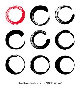 Set of hand drawn ink circles. Coffee or wine glass circle stains. Graphic design elements for web sites, stationary printables, corporate identity, scrapbooking, posters etc. Vector illustration.