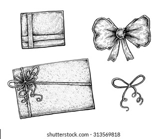 Set of hand drawn ink design elements.