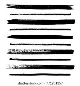 Set of hand drawn ink grunge lines vector illustration. Background textures.
