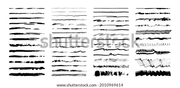 Set of hand drawn ink lines, sketch strokes\
isolated on white. Ink grunge brushes. Vector art brusher are added\
to the brushes panel.	