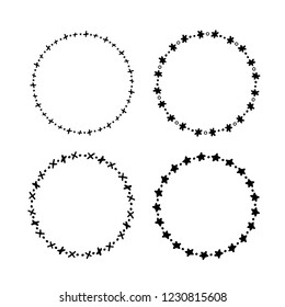 Set of hand drawn ink round frames. Isolated decorative borders. Vector design elements. Ethnic circles.