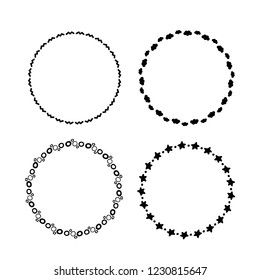 Set of hand drawn ink round frames. Isolated decorative borders. Vector design elements. Ethnic circles.