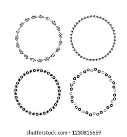 Set of hand drawn ink round frames. Isolated decorative borders. Vector design elements. Ethnic circles.