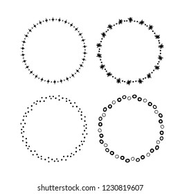 Set of hand drawn ink round frames. Isolated decorative borders. Vector design elements. Ethnic circles.