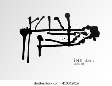 set of hand drawn ink stains. hand drawn black blots design elements. set of abstract ink spots. ink splattered background element.