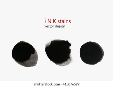 set of hand drawn ink stains. hand drawn black blots design elements. set of abstract ink spots. ink splattered background element.