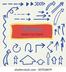 set of hand drawn isolated arrows, for business and financial presentation, isolated presentation design elements, vector eps 8
