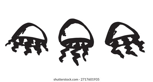 Conjunto de dibujado a mano doodle de medusa Ilustración de animales marinos Criatura submarina linda Clipart de boceto de Medusa Elemento único para Web, diseño, decoración, impresión para niños