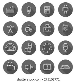 Set of hand drawn journalism icons for your design