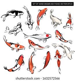 Set of hand drawn koi crap fishes in vector EPS10 for all graphic type on white background color