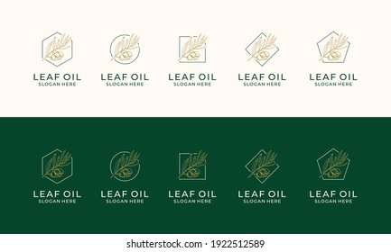 Set of Hand drawn label of extra virgin olive oil logo template