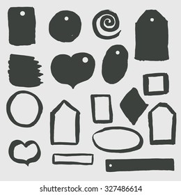 set of hand drawn labels 