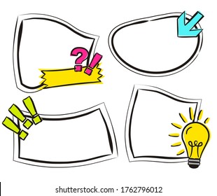Conjunto de etiquetas dibujadas a mano en estilo de arte pop. Pegatinas luminosas aisladas para productos juveniles. Insignias y etiquetas para el embalaje. Ilustración vectorial en estilo doodle