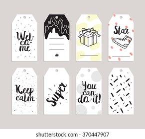 Set of hand drawn labels for your creative projects. Greeting cards, organizer lists.