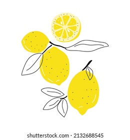 Set of hand drawn lemons