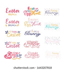 Juego de letras dibujadas a mano sobre la Pascua. Letras y caligrafía moderna. Fondo de vacaciones vectorial. Se puede usar para carteles, tarjetas de cualquier impresión.