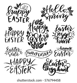 Set of hand drawn  lettering about  easter.