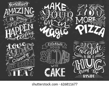 Set of Hand Drawn lettering Inspirational Quotes. Vector illustration