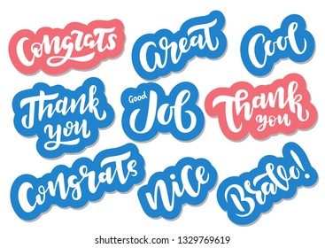 Set of hand drawn lettering phrases. Motivational text. Greetings for logotype, badge, icon, card, postcard, logo, banner, tag. Vector illustration.