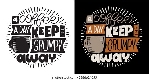 El Coffee está decorado con citas con letras hechas a mano en un estilo moderno de caligrafía. Lemas para la impresión y el diseño de afiches. Ilustración del vector