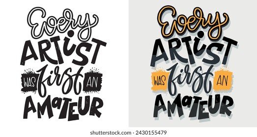 Set with hand drawn lettering quotes in modern calligraphy style. Slogans for print and poster design. Vector. T-shirt design, lettering quote.