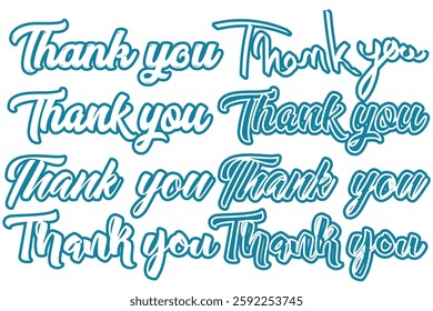 Set Hand drawn lettering. Hand drawn lettering style, one line drawing, signature, calligraphy, monoline. Thank You typography. Thank you card. Vector illustration.