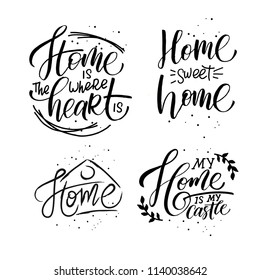 Set of hand drawn lettering typography poster. Inspiratoinal quotes. Prints, cards, t shirt design, home decorations, pillows, bags. Vector