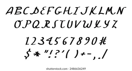 set of hand drawn letters. hand drawn Typography. Font For Kids And Games. Vector alphabet letters set. Perfect for happy birthday design in minimalism style, for school