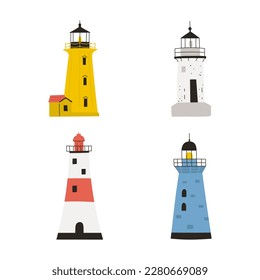 Set of hand drawn lighthouses