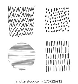 Set of hand drawn line art abstract graphic elements, ideal for decoration of invitations, posters, cards, social media posts etc