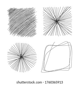 Set of hand drawn line art abstract graphic elements, ideal for decoration of invitations, posters, cards, social media posts etc