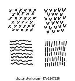 Set of hand drawn line art abstract graphic elements, ideal for decoration of invitations, posters, cards, social media posts etc